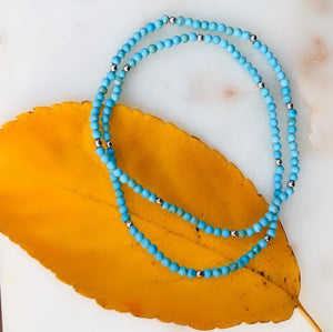Silver Turquoise Stretch Layering Bracelet