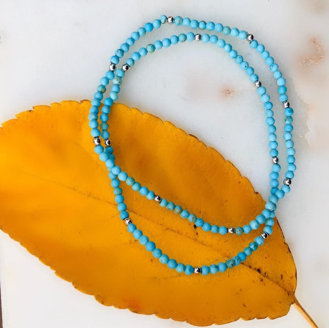 Silver Turquoise Stretch Layering Bracelet