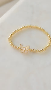 Butterfly Sparkle Brass Stretch Bracelet