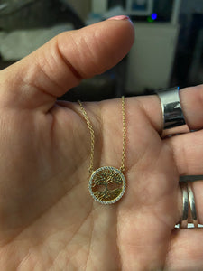 Sterling Silver Gold Plated CZ Halo Frances Necklace