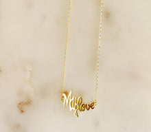 Load image into Gallery viewer, Sterling Silver 14K Gold Plated MY LOVE Necklace