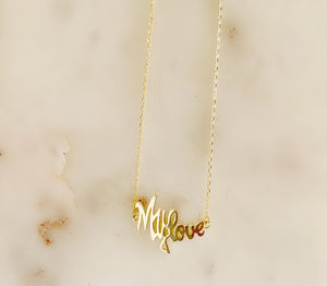 Sterling Silver 14K Gold Plated MY LOVE Necklace
