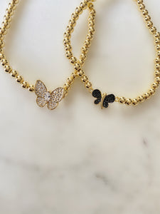 Black Butterfly Brass Stretch Bracelet