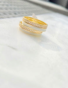Sterling Silver Enamel and Stone Minimal Stripe Ring
