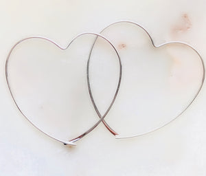 Sterling Silver Mega Heart Hoop Earrings - Sterling Silver