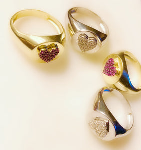 Bella Heart Signet Red Ring