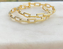Load image into Gallery viewer, The Jacqueline Gold Plated Chain Link Hoop Earrings