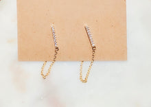 Load image into Gallery viewer, Sterling Silver Bar Chain Earrings - Stone