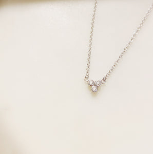 Three Times Charmed CZ Necklace - Sterling Silver