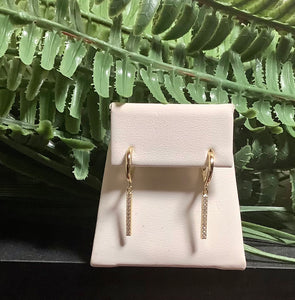 Charmed CZ Bar Sterling Silver Huggie Earrings