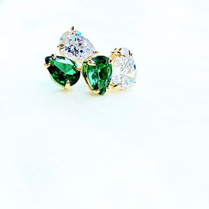 Love Pear Shape Green Earrings