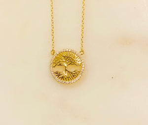 Sterling Silver Gold Plated CZ Halo Frances Necklace