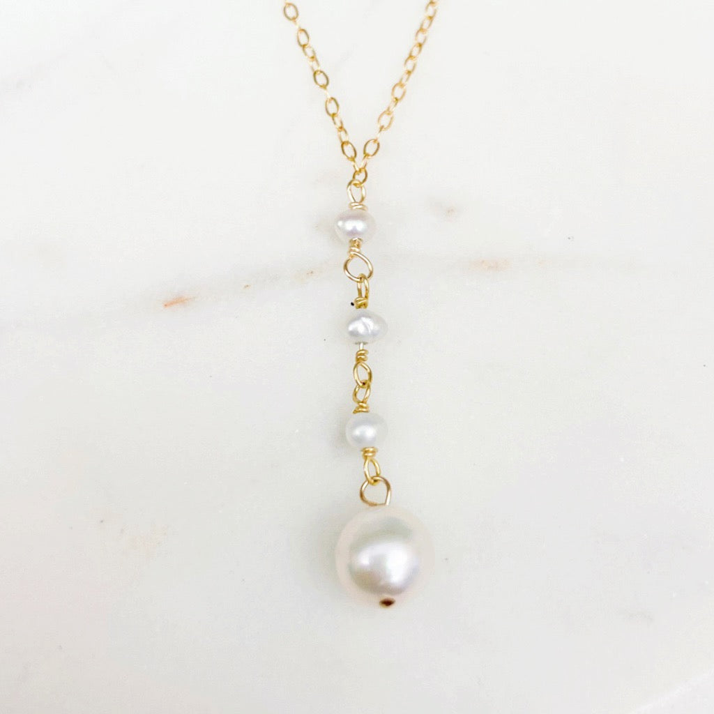 Delicate Akoya Pearl Love Necklace