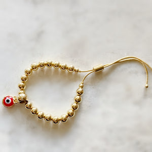 Red Eye Bead Adjustable Bracelet