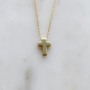 Sterling Silver Square Cross Necklace - Gold Tone