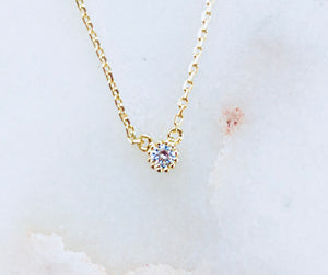 Sterling Silver Gold Plated Solitaire Necklace