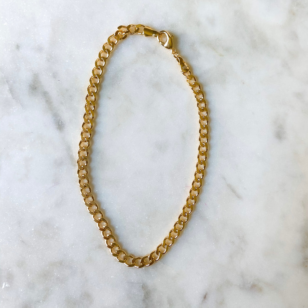 Summer Classic Gold Curb Link Anklet