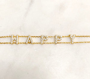 925 Sterling Silver Gold Tone Happy Bracelet