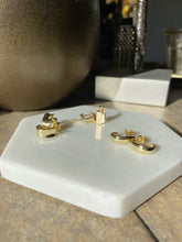 Load image into Gallery viewer, Sterling Silver Gold Plate Small Concaved Hoop Earrings