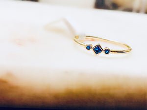 Sterling Silver 14K Gold Plated Midnight Blue Stone Ring