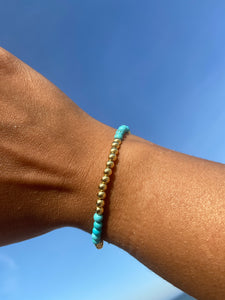 Layer Me Gold Plated Turquoise Bead Stretch Bracelet