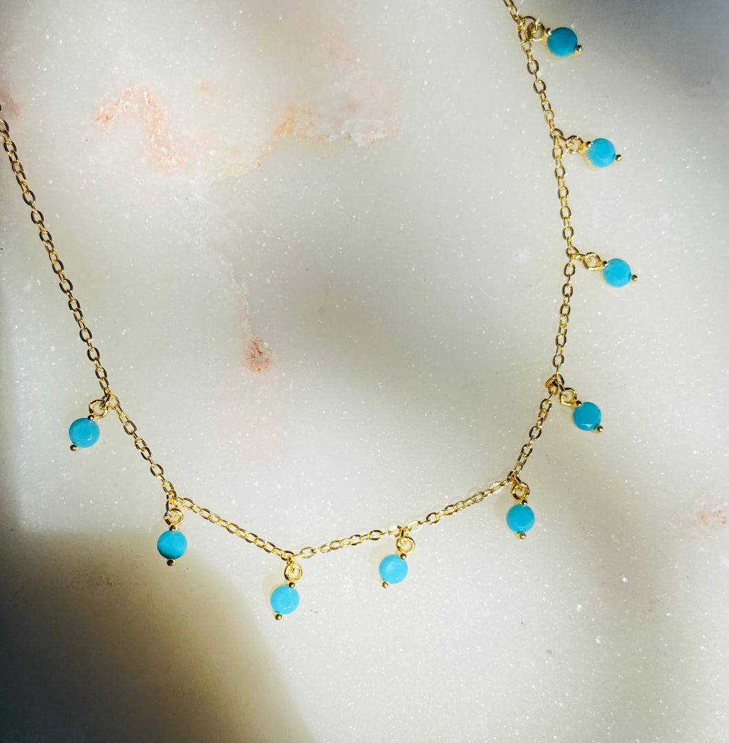 Layer Me Gold Plated Turquoise Bead Choker