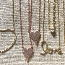 Load image into Gallery viewer, Sterling Silver Gold Plated Love Hard Pave Heart Necklace - Rose Gold