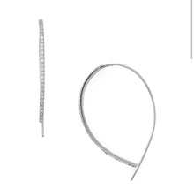 Load image into Gallery viewer, Sterling Silver CZ Modern Front Hoop Earrings Threaders