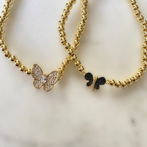 Butterfly Sparkle Brass Stretch Bracelet