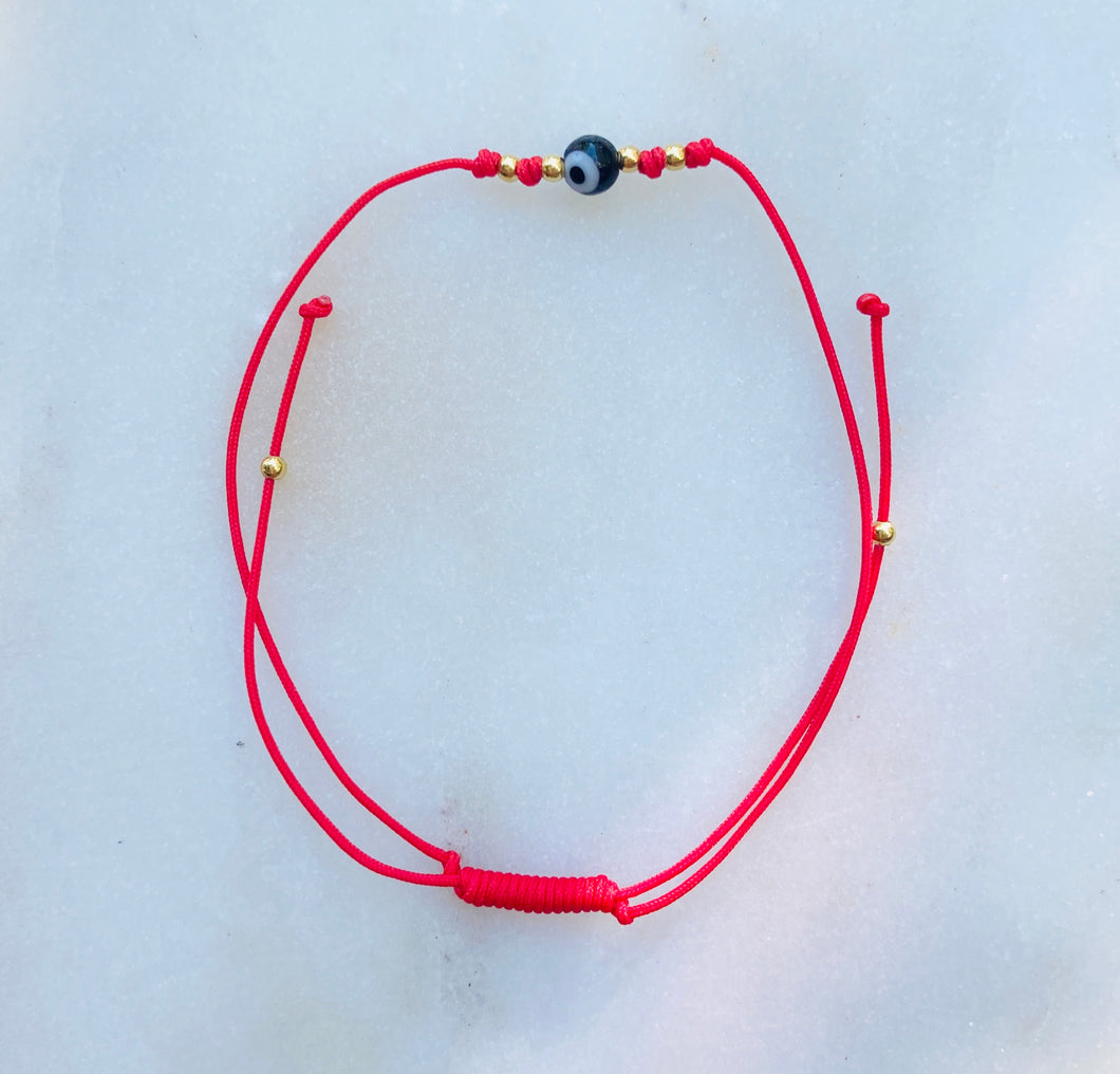 Red Evil Eye Simple Pull Cord Bracelet