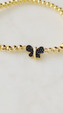 Load image into Gallery viewer, Black Butterfly Brass Stretch Bracelet