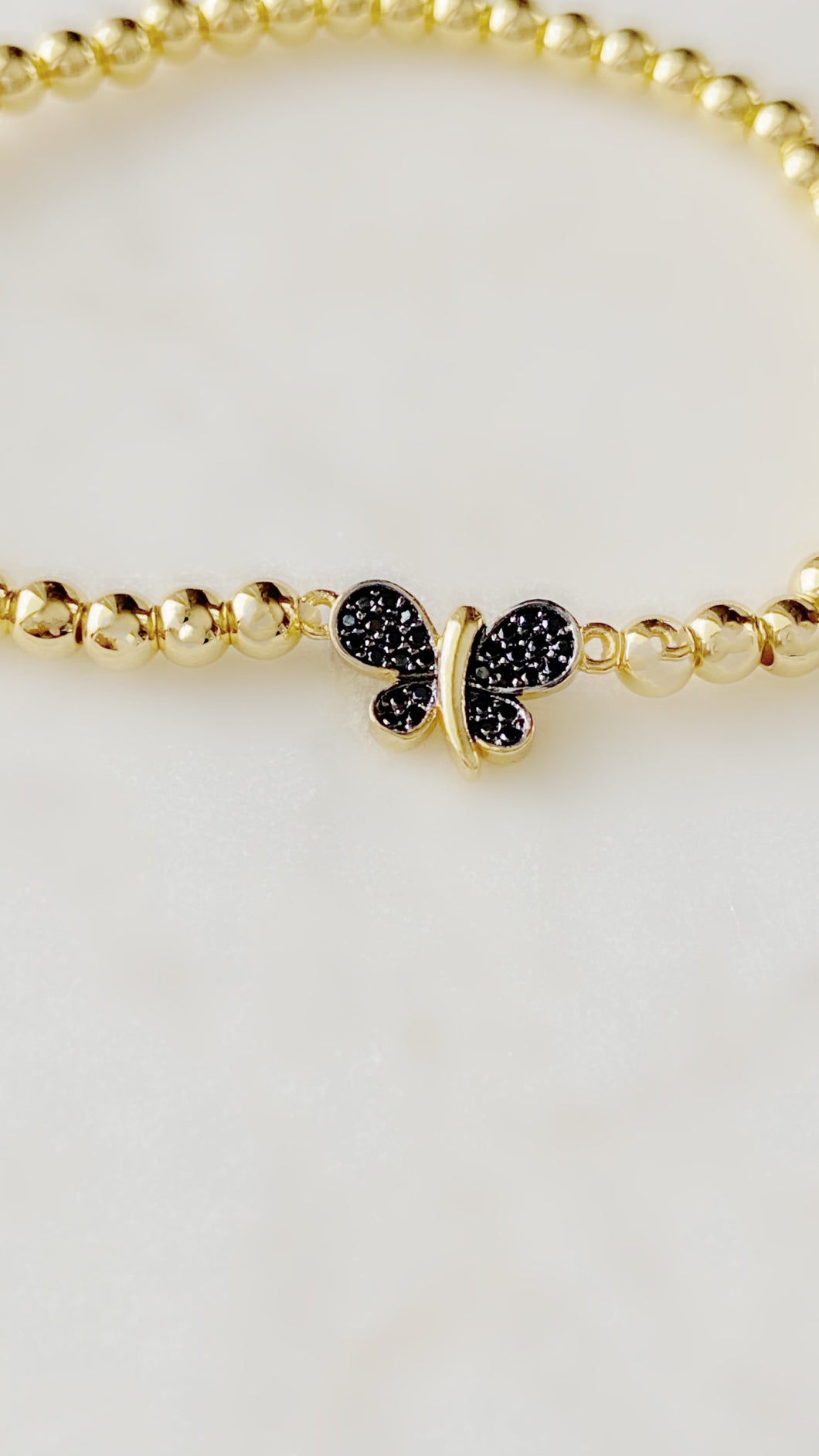 Black Butterfly Brass Stretch Bracelet