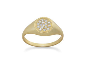 Satin Finish Pave Signet Ring