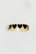 Load image into Gallery viewer, Sterling Silver Enamel Queen of Hearts Ring Size 9 - Black