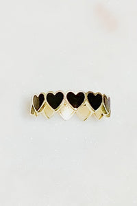 Sterling Silver Enamel Queen of Hearts Ring Size 9 - Black