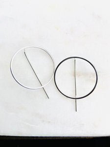 Sterling Silver Circle Threader Circle Earrings