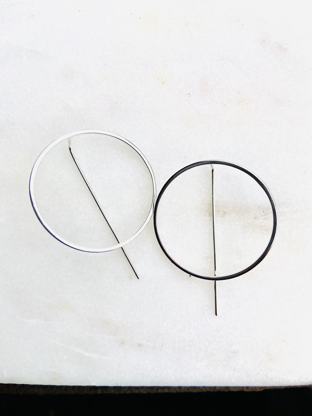 Sterling Silver Circle Threader Circle Earrings