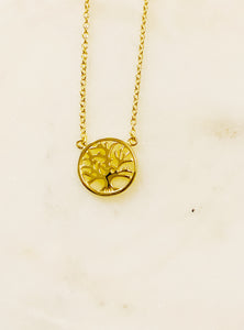 Sterling Silver Gold Plate Petite Tree Necklace