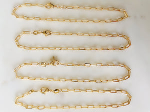 Brass Gold Plated Paperclip Link Chain Anklet
