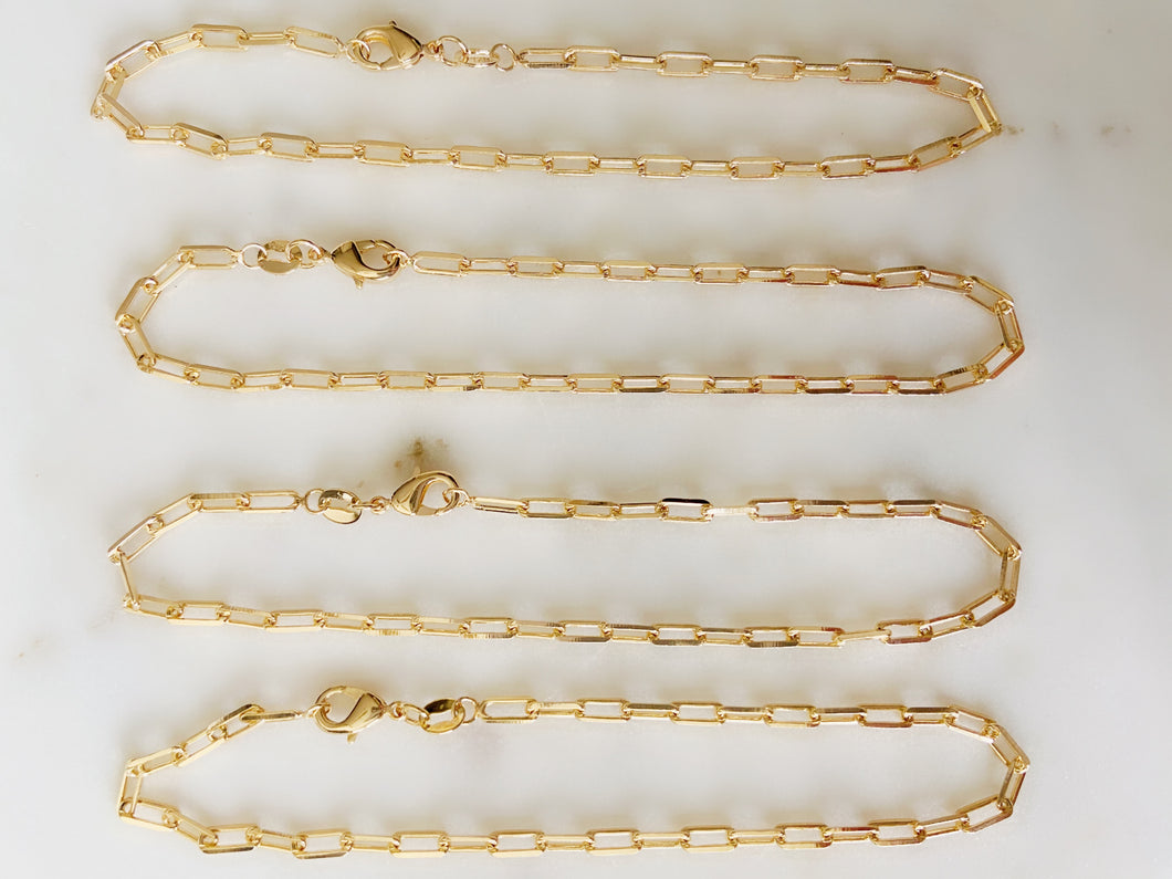 Brass Gold Plated Paperclip Link Chain Anklet