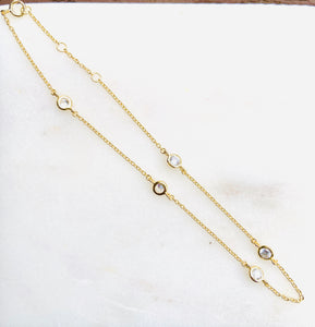 CZ Line Sterling Silver Gold Plated Anklet