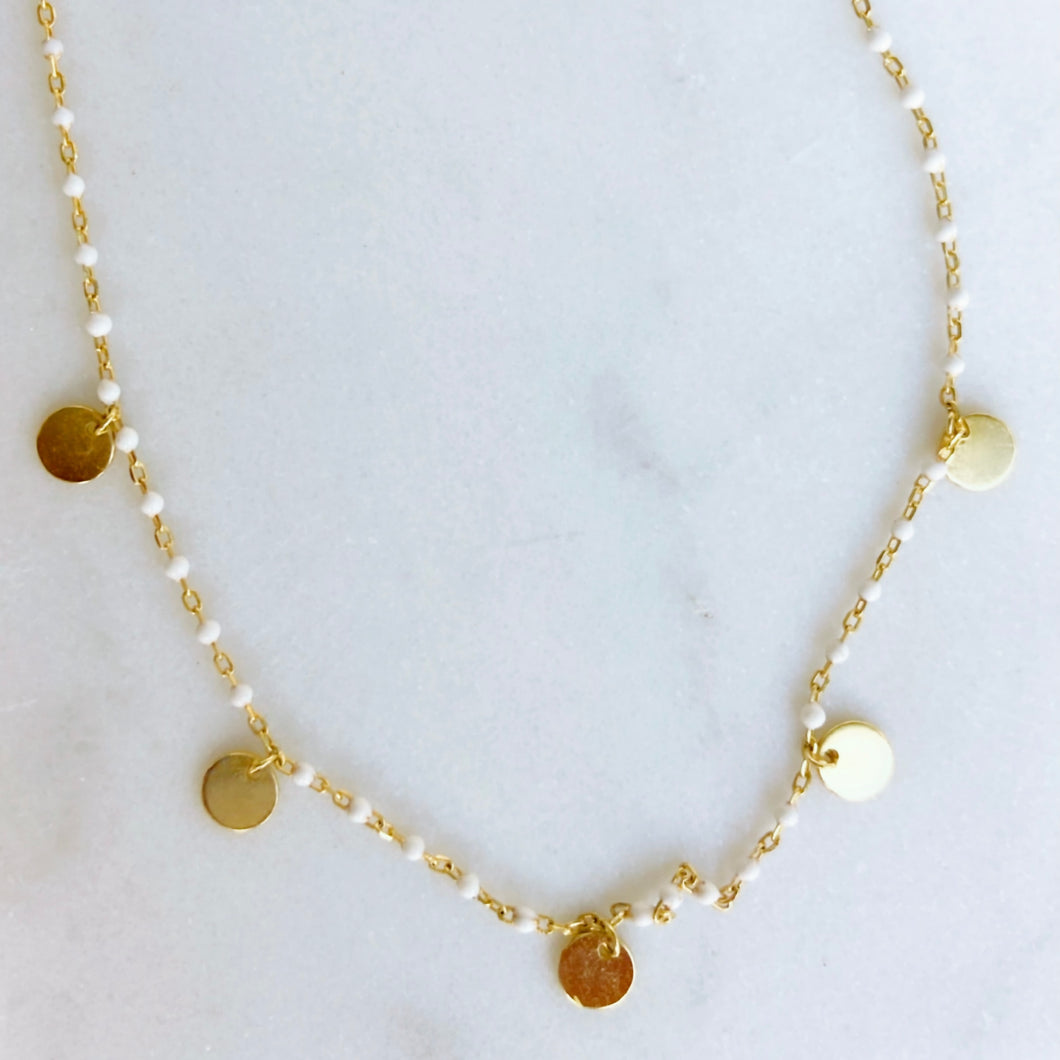 Gold Plated Sun Kissed White Choker Necklace