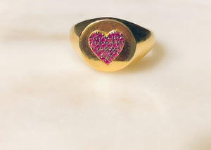 Bella Heart Signet Red Ring