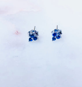 Blue Tri Stone Petite Earrings