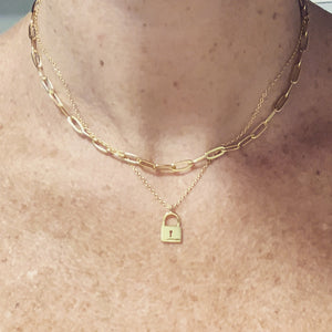 Sterling Silver Gold Plated Love Lock Necklace