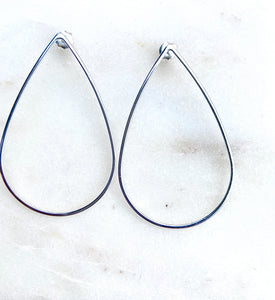 Sterling Silver Tear Drop Line Earrings