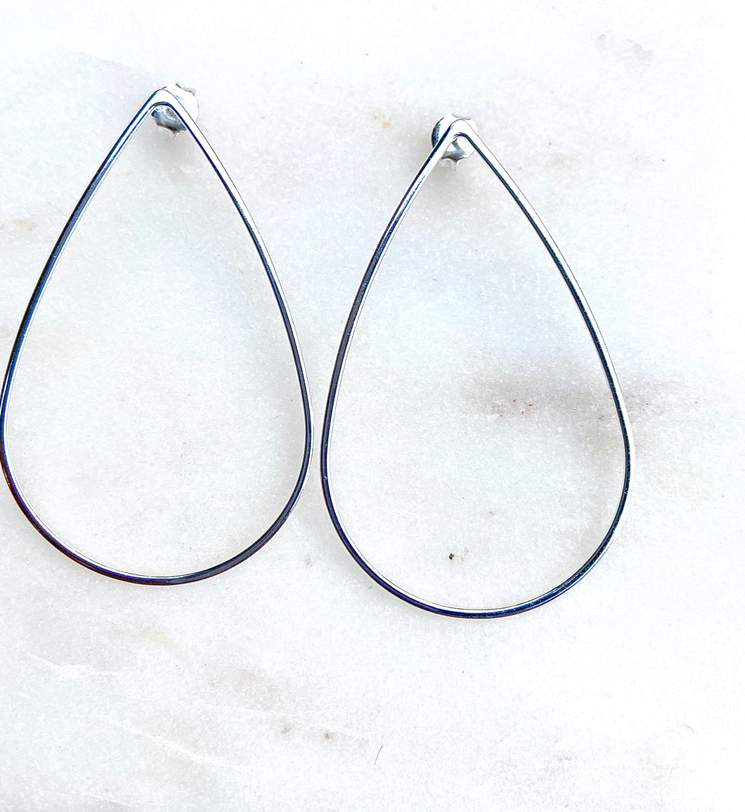 Sterling Silver Tear Drop Line Earrings