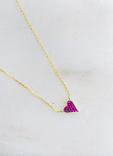 Load image into Gallery viewer, Gold Plated Cubic Zirconia Tiny Scarlett Red Heart Necklace