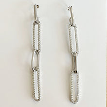 Load image into Gallery viewer, The Modern Paper Clip Sparkle CZ Earrings