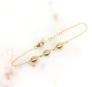 Sterling Silver Gold Tone Triple Shell Bracelet
